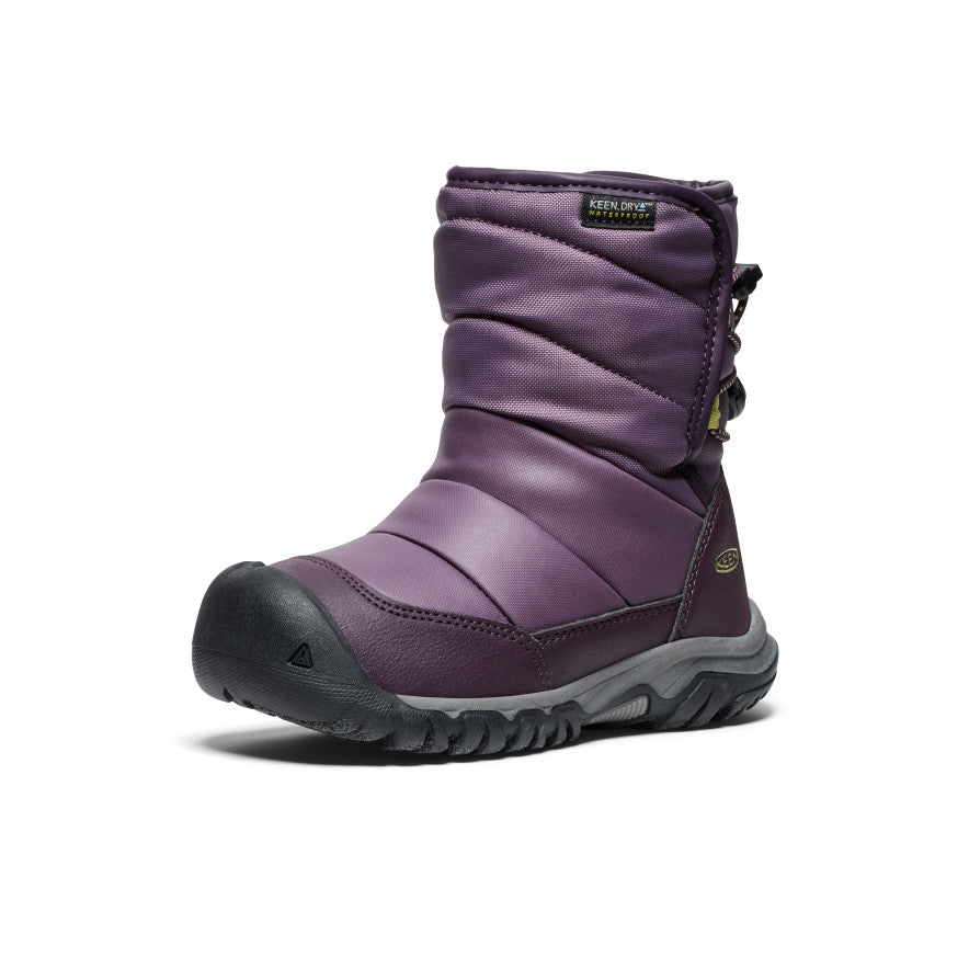 Little Kids' Puffrider Waterproof Winter Boot | Black Plum/Daiquiri Green - Image 3
