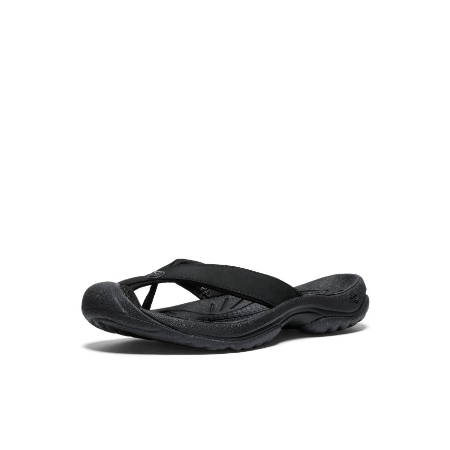 Women's Waimea Leather Flip-Flop | Black/Black - Image 3